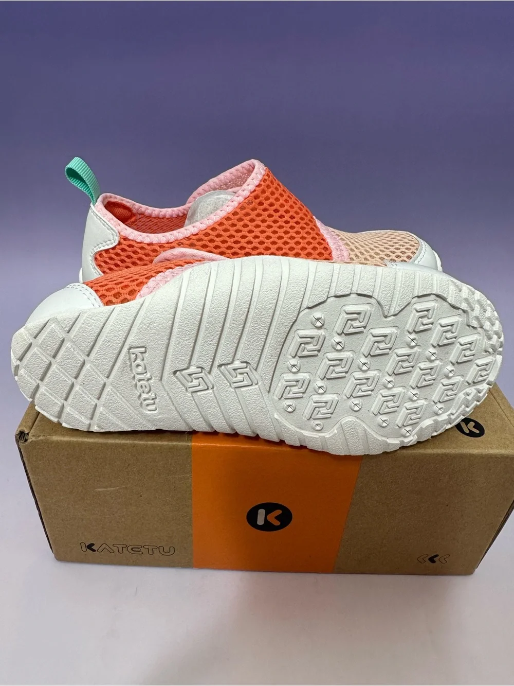 Kids Pink & Orange Mesh Slip-On Sneakers Lightweight Casual Shoes